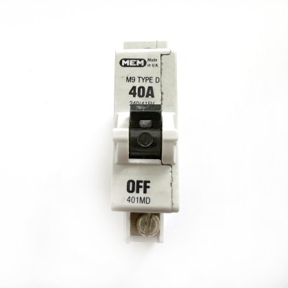 MEM 401MD M9 D40 40A 40 Amp MCB Circuit Breaker Type D